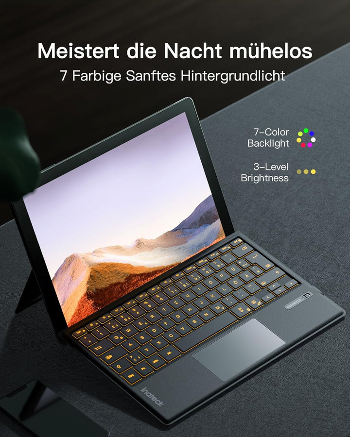 Inateck Surface Pro 7 Tastatur,Kompatibel mit Surface Pro 7/7+/6/5/4 mit Trackpad,Bluetooth 5.3, 7-F