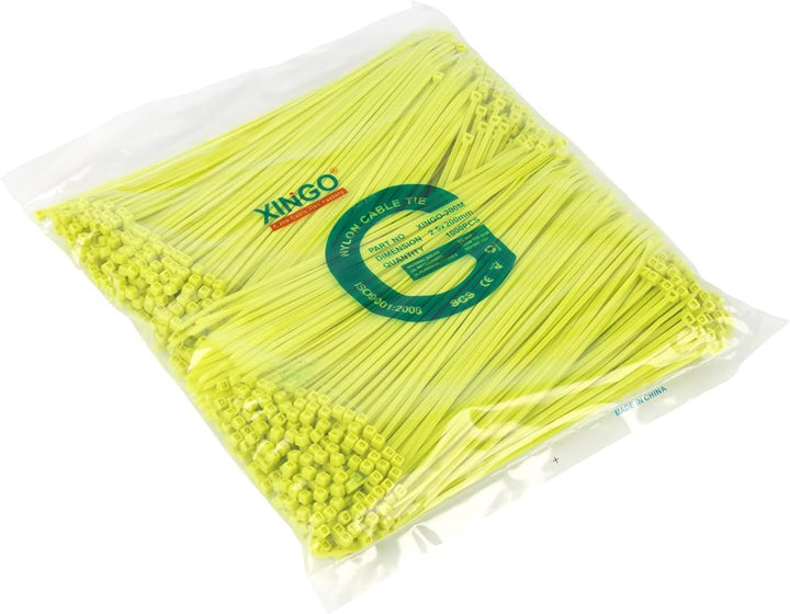 XINGO 1000 Stück Kabelbinder Apfelgrün, 200mm x 2,5mm, 8,1 kg Zugfestigkeit, kleine Grösse, UV Bestä