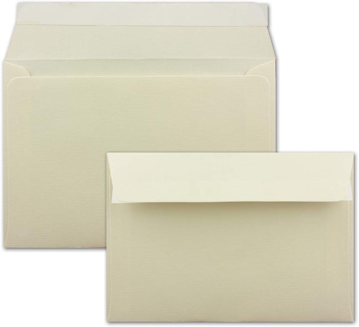 200 gerippte Briefumschläge DIN C6 Naturweiss - 11,4 x 16,2 cm - 100 g/m² Post-umschlag ohne Fenster