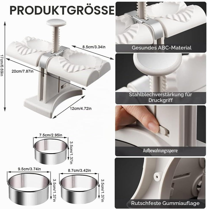 Knödelmacher Automatisch, Doppelkopf-Automatischer Knödelmacher Teigtaschenformer Ravioli Maker Edel