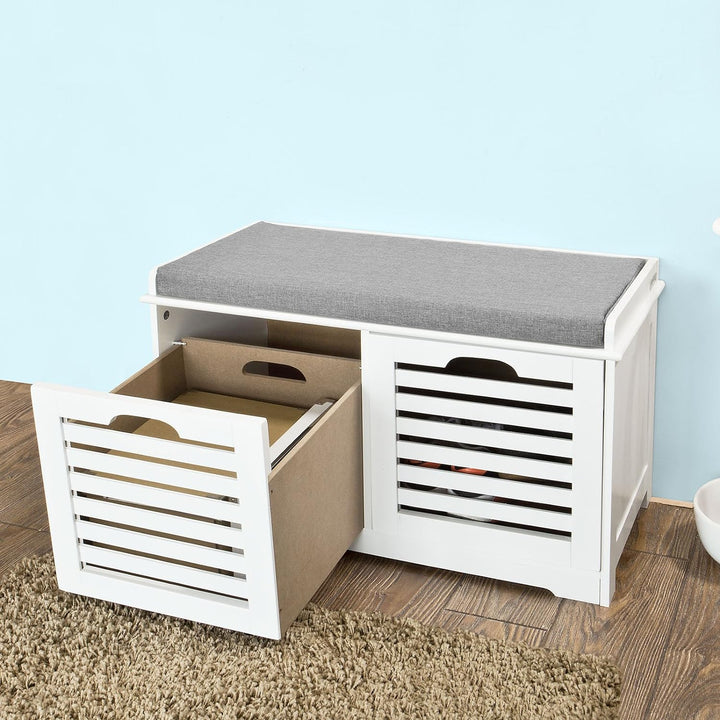 SoBuy Wandgarderobe-Set Flurset Flurmöbel Schuhbank mit Sitzfläche Flurgarderobe FSR23-K-W+FRG282-W