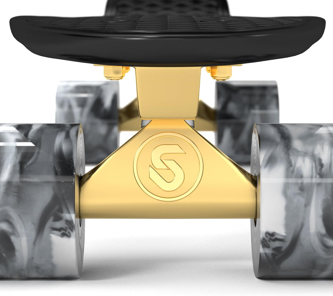 Skatro - Mini-Cruiser-Skateboard. 22 Zoll Kunststoff-Board im Retro-Stil, komplett mit Black Mamba,