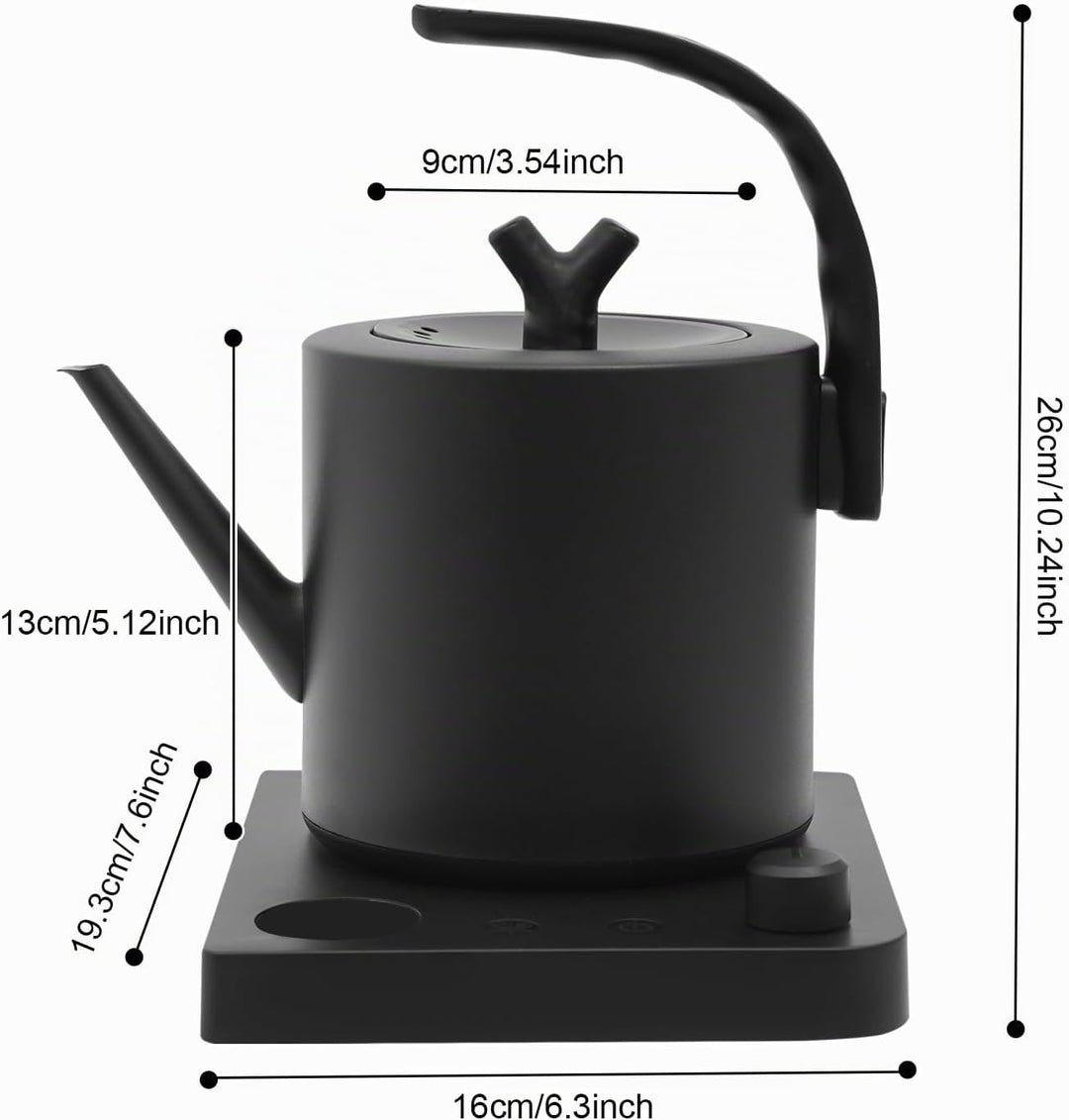 Wasserkocher mit Temperatureinstellung,1L Schwanenhalskessel, 304 Edelstahl,40-100°C,Speicherfunktio