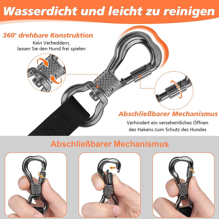 X XBEN Wasserdicht Schleppleine für Hunde, 30M Gummierte Schleppleine mit Abschliessbarer Karabine,