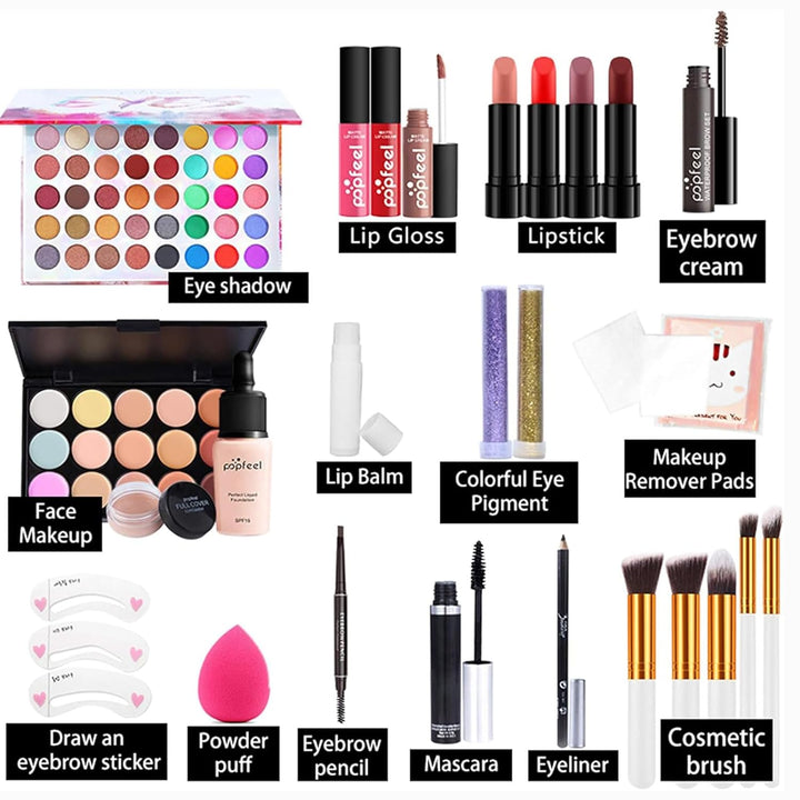 BrilliantDay Mehrzweck Make-up-Set All-in-One Make-up-Geschenkset Kosmetik-Palette Starter Kit Lipgl