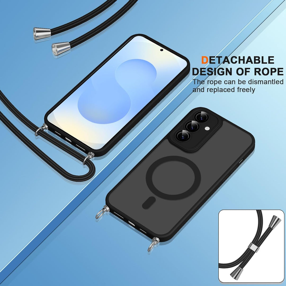 Pnakqil Magnetische Handyband mit Band für Samsung Galaxy S25 5G Hülle -Necklace HandyHülle Durchsch