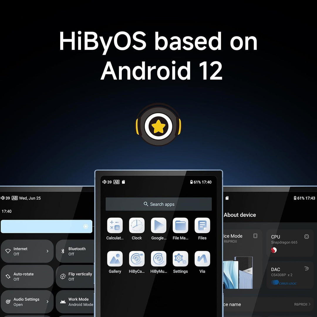 HiBy R6 ProII 2025 Digitaler Audio-Player mit Android 12 OS/Class A Verstärker / 5,9 Zoll Touchscree