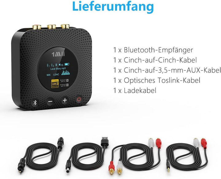 1Mii Bluetooth Receiver for Old Stereo System Schwarz, Schwarz