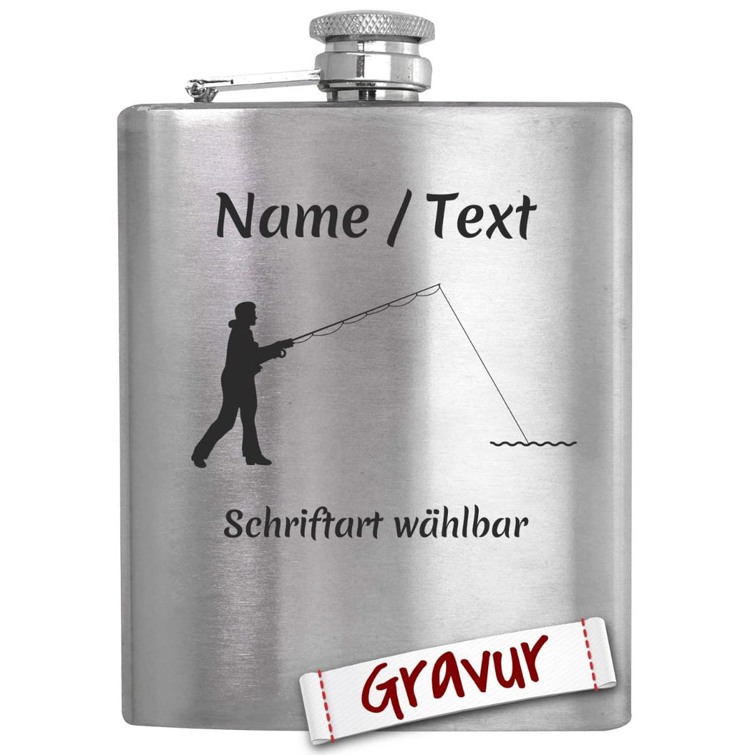 Angeln Geschenk Flachmann mit Gravur personalisiert, Angler Geschenke für Männer, Geschenkidee Herre