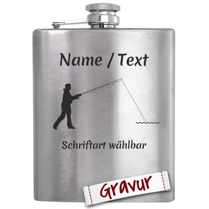 Angeln Geschenk Flachmann mit Gravur personalisiert, Angler Geschenke für Männer, Geschenkidee Herre