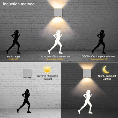 Klighten 2 Stück LED Wandleuchte mit Bewegungsmelder Innen/Aussen 3000K Aussenwandleuchte mit Bewegu