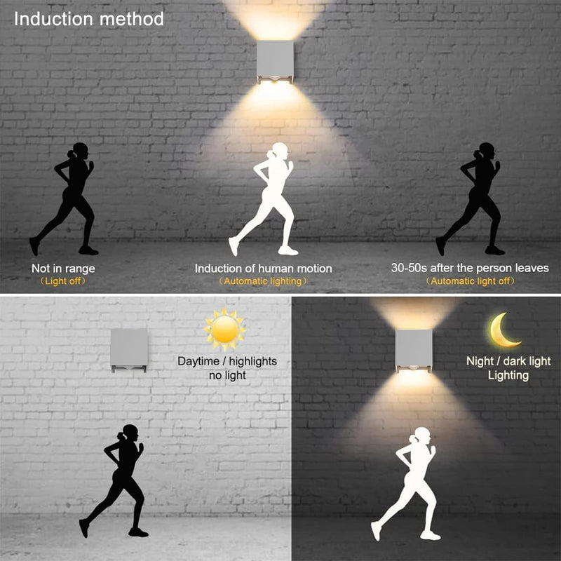 Klighten 2 Stück LED Wandleuchte mit Bewegungsmelder Innen/Aussen 3000K Aussenwandleuchte mit Bewegu