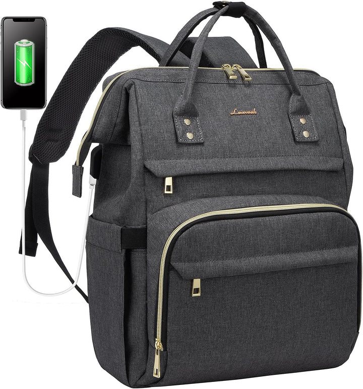 LOVEVOOK Rucksack Damen, Wasserdicht 17 Zoll Laptoprucksack Schulrucksack mit USB Ladeanschluss, Gro
