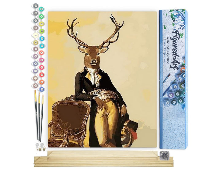 Figured'Art Malen Nach Zahlen Erwachsene Mit Rahmen Der Hirsch Dandy - Paint by Numbers Basteln DIY