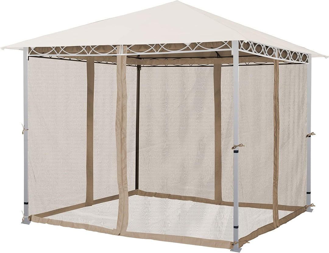 Moskitonetz für Gartenpavillon Rendezvous Premium 3x3 m - Polyester - Insektengitter inkl. Ringe, mi