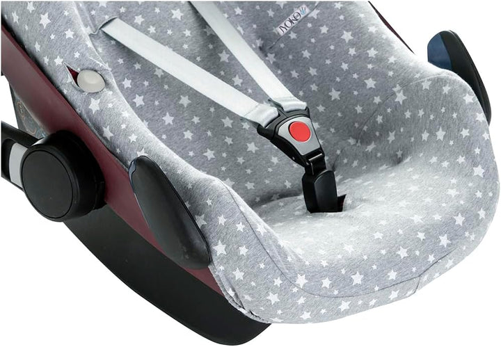JYOKO KIDS Baumwollbezug für Autositz kompatibel mit Pebble Maxi Cosi, Bebe Confort (White Star), Wh