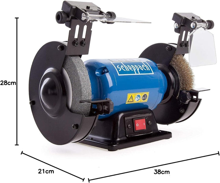 Scheppach Schleifgerät Doppelschleifer SM150LB | 400W Leistung | Schleifscheibe 150mmØ | Verstellbar
