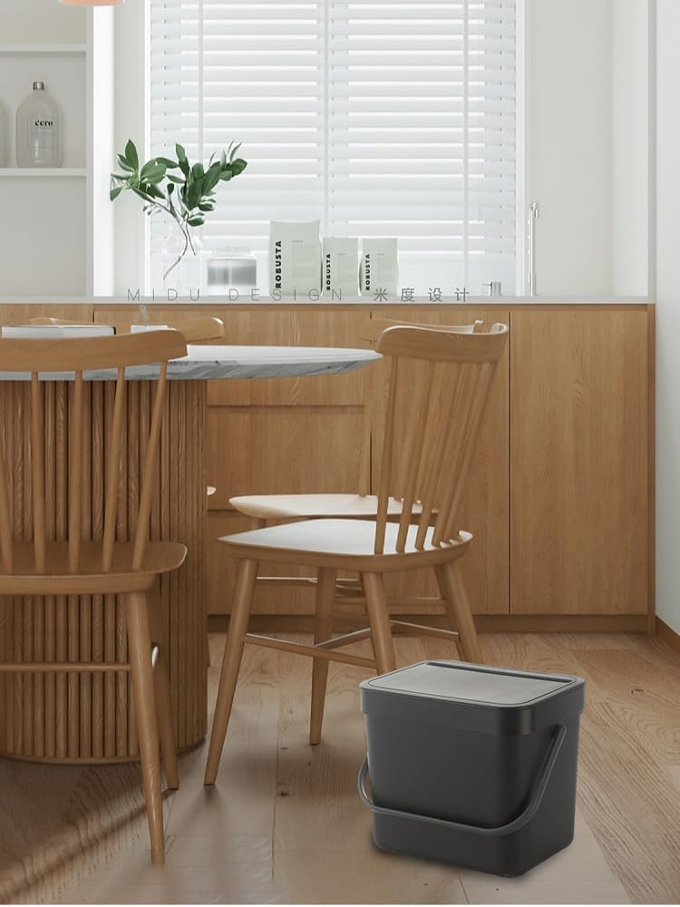 Komposteimer Für Die Küche, Mülleimer Küche, 3/5L Abfalleimer Mit Deckel, Hängend Biomülleimer, Müll