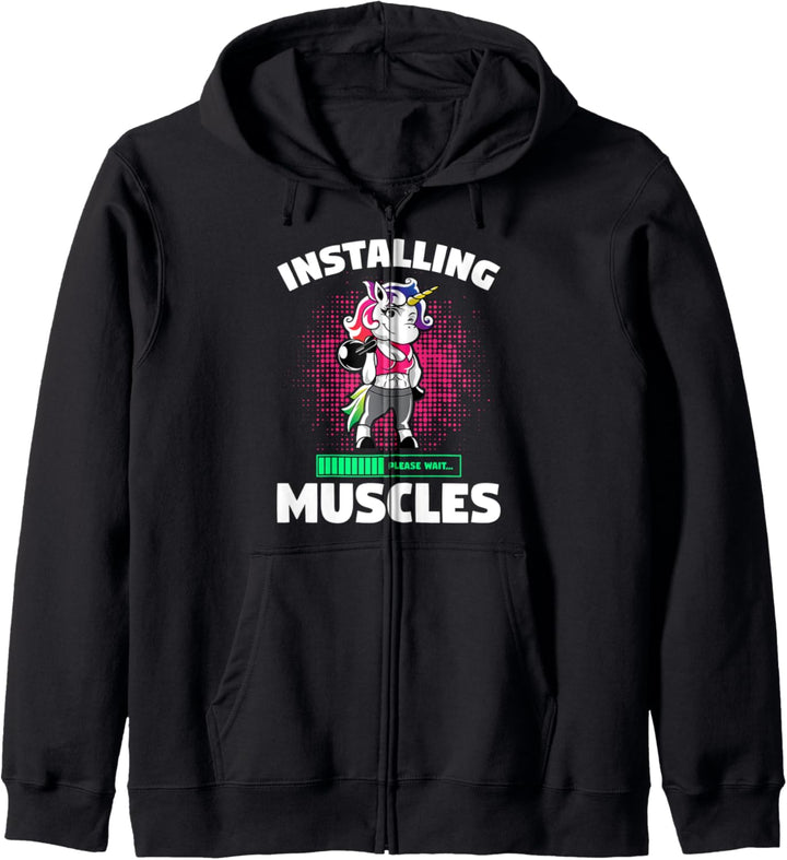 Installing Muscles Unicorn Weight Lifting Weightlifter Kapuzenjacke