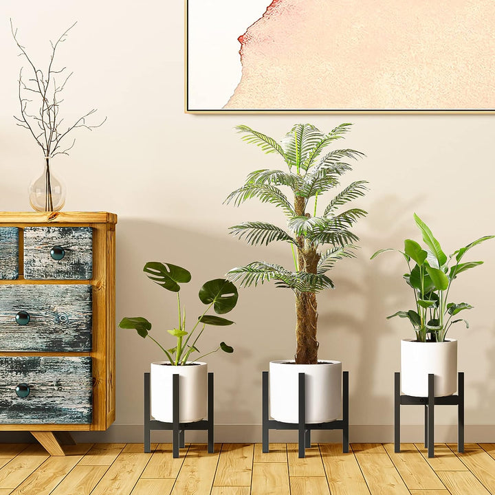 ZMTECH 25cm Durchmesser Blumenständer Metall, Pflanzenständer Schwarz Mid Century Blumentopf Gestell