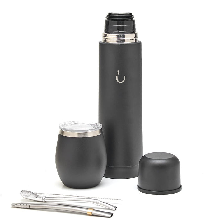 balibetov Komplettes Yerba Mate Set – Moderner Mate Gourd, Isolierflasche, Bombilla und Reinigungsbü