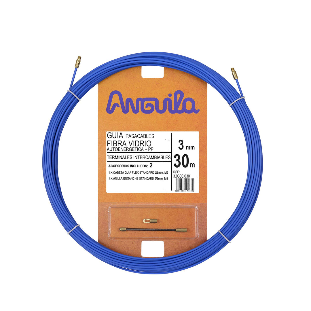 Anguila | Guía Pasacables | Fibra de Vidrio Reforzada + Propileno | Terminales Intercambiables | Col