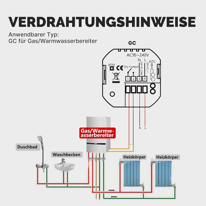 MOES Smart Thermostat für Gas/Warmwasserbereiter,WLAN Raumthermostat Programmierbares Kompatibel Ale