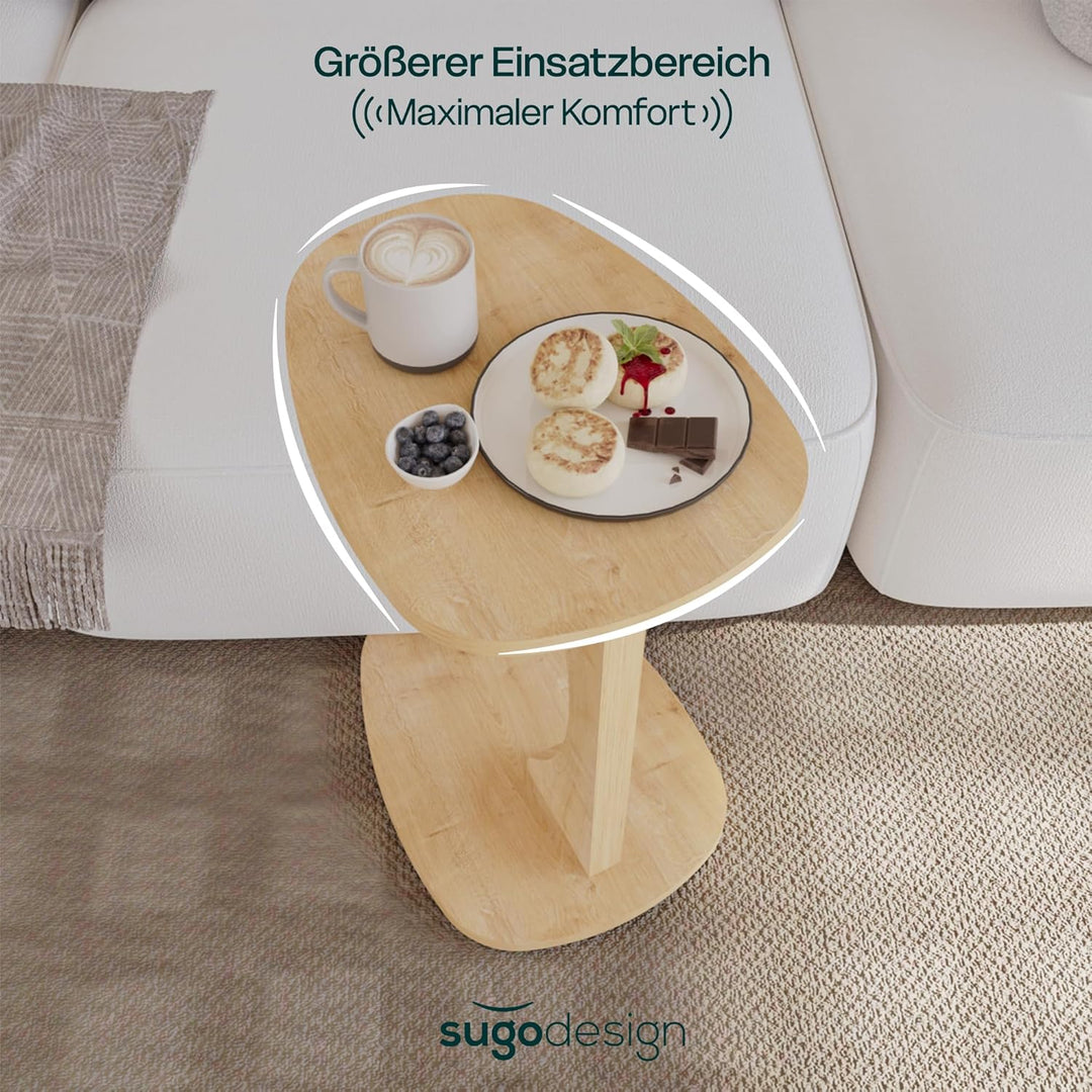 sugodesign Beistelltisch Couch mit Rollen, Kleiner Beistelltisch C-Form, Sofatisch in stylischer Eic