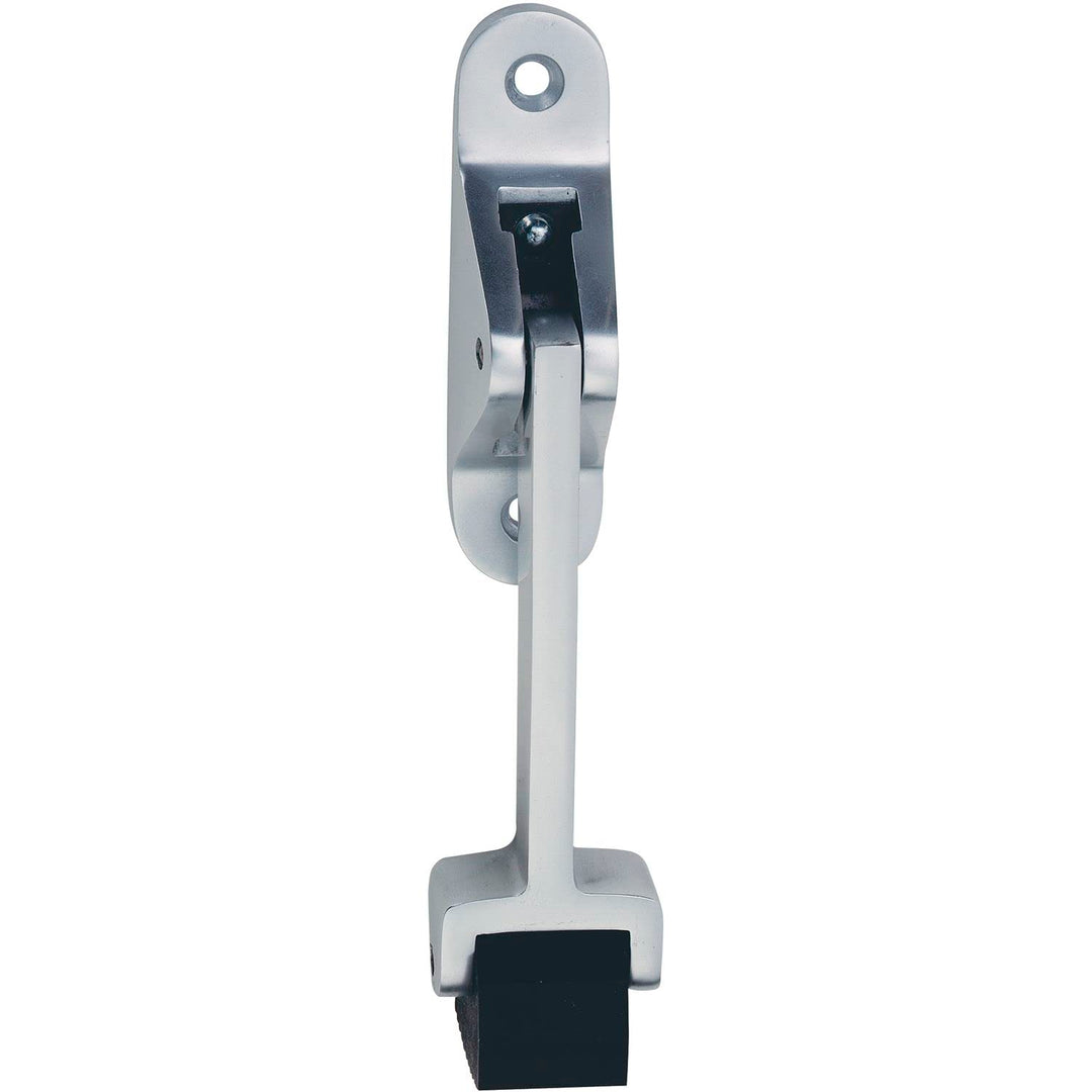 KWS 106002 Silber klappbarem Feststellhebel, Türfeststeller mit schwarzem Gummi, Aluminium lackiert