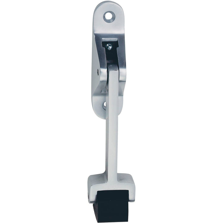 KWS 106002 Silber klappbarem Feststellhebel, Türfeststeller mit schwarzem Gummi, Aluminium lackiert