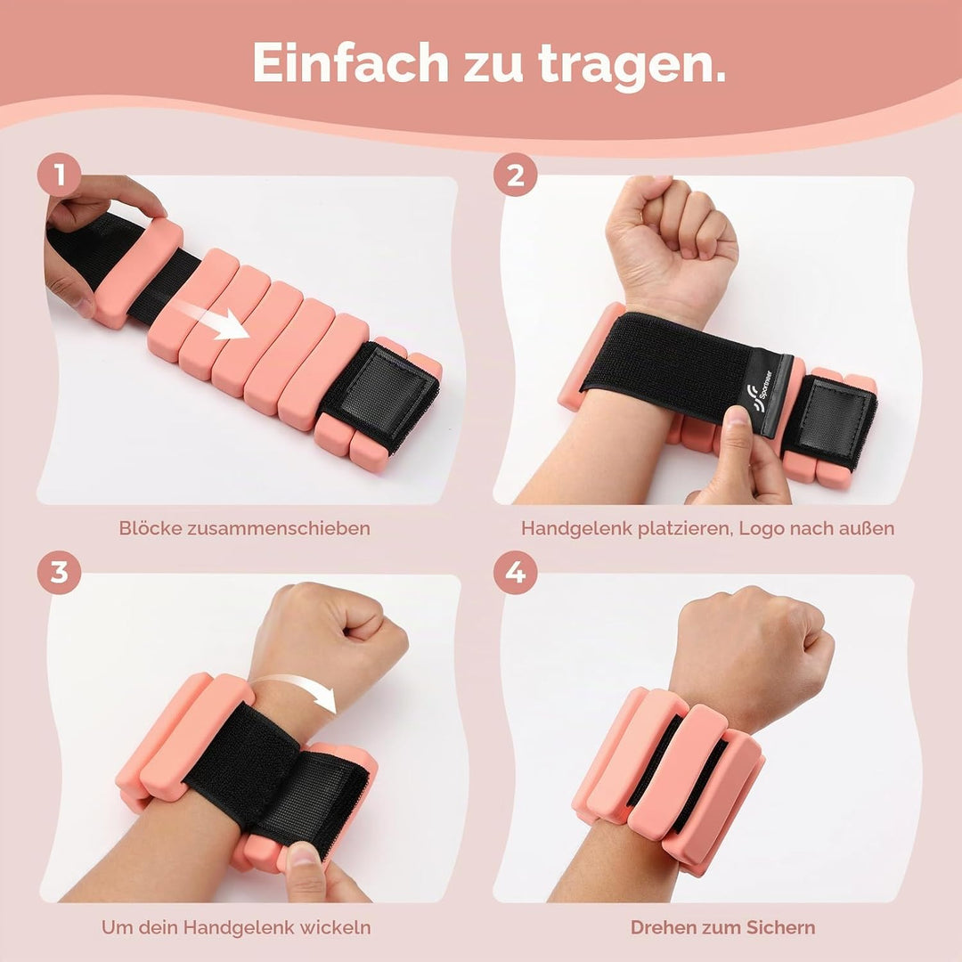 Sportneer tragbare Gewichtsmanschetten – 2er-Set (Jeweils 1 kg) für Damen und Herren, modisches knöc