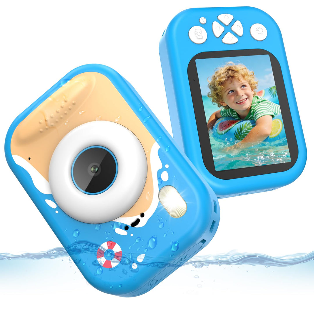 Unterwasserkamera Kinder, 10M/32.8FT Kinderkamera wasserdichte Kamera Kinder mit 2,4" Bildschirm, 32