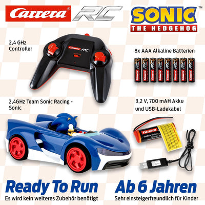 Carrera RC Team Sonic Racing - Sonic | Ferngesteuertes Auto | Rennboliden mit LED-Scheinwerfer | 27