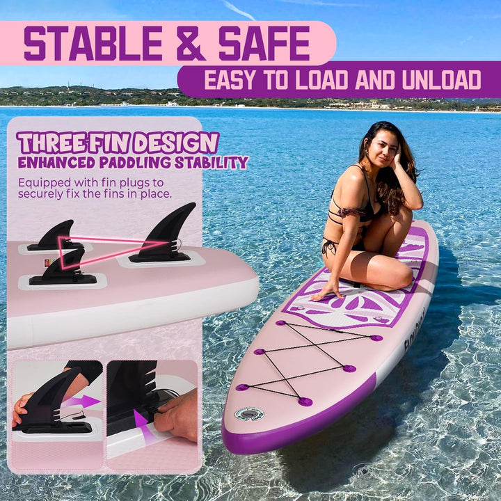 FunWater Aufblasbares Stand Up Paddle Board Multifunktionale Paddelboards mit Flossen, Knochleine, S