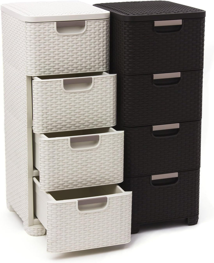 CURVER Regal mit 4 Schubladen STYLE Regal mit 4 Schubladen, Dunkelbraun, 33x38x79, Dunkelbraun