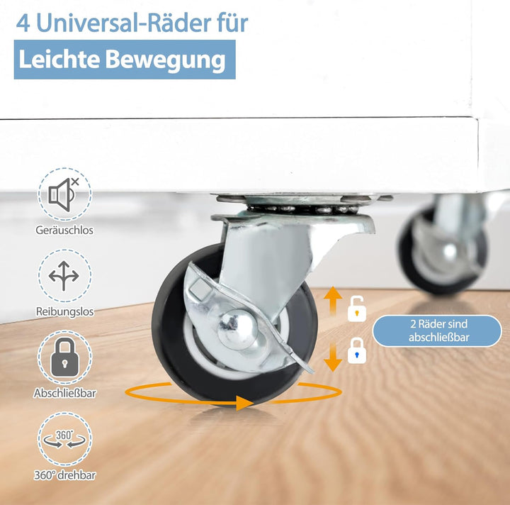 GOPLUS Schubladenschrank mit Rollen, Rollcontainer mit 5 Schubladen, Griffmulden, mobiler Aktenschra