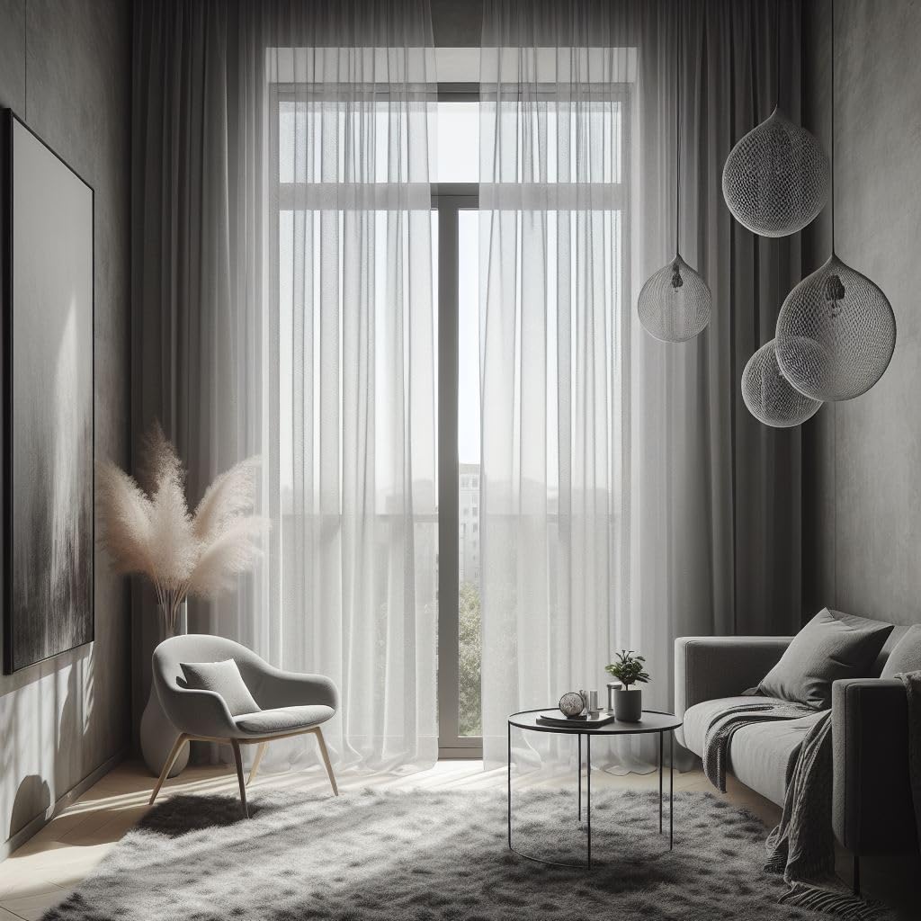 GARDINESTAN Gardinen Weiss Transparent Vorhang mit Bleiband und Kräuselband (120x150 cm (HxB)) H120