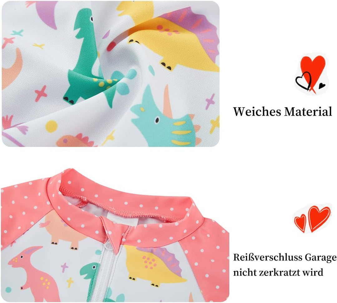 UMELOK Baby Badebekleidung Mädchen Badeanzug mit Sonnenhut UV Schutz 3-6 Monate Niedlicher Dinosauri