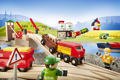 BRIO World 33757 Hebebrücke - Eisenbahnzubehör Holzeisenbahn - Kleinkinderspielzeug empfohlen für Ki