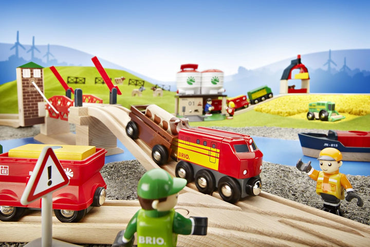 BRIO World 33307 Schienen- und Weichensortiment 11 Weichen aus Buchenholz &amp; World 33757 Hebebrücke E