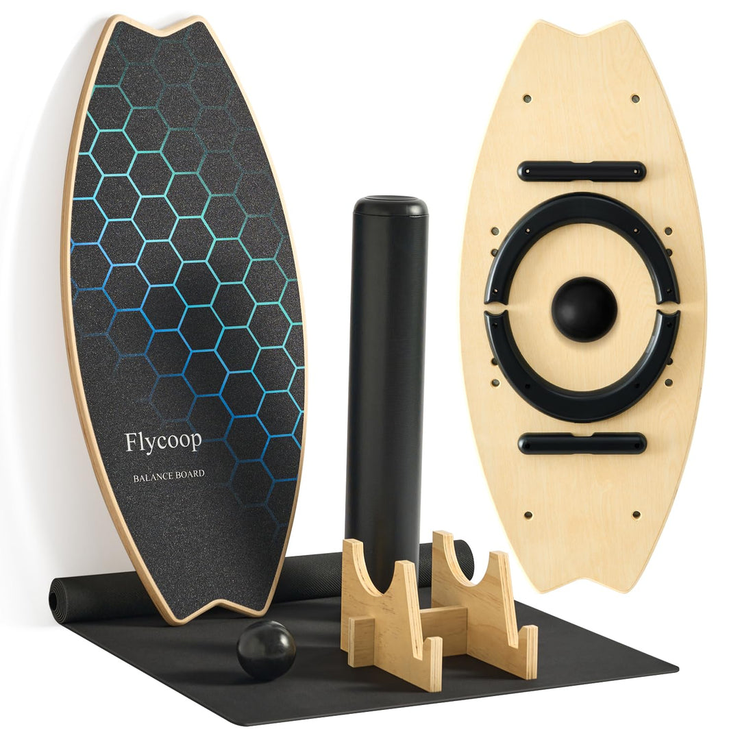 Balance Board, Flycoop Erwachsene Holz Balanceboard Indoorboard Surf Skateboard Indoor Surfboard Tri