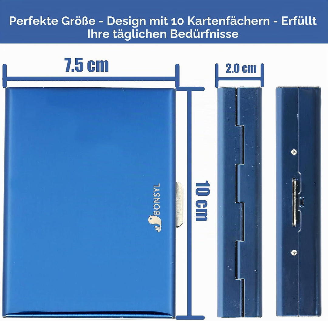 Slim Metall Kreditkarteninhaber Brieftasche für Damen und Herren,mit RFID und NFC Schutz gegen Daten