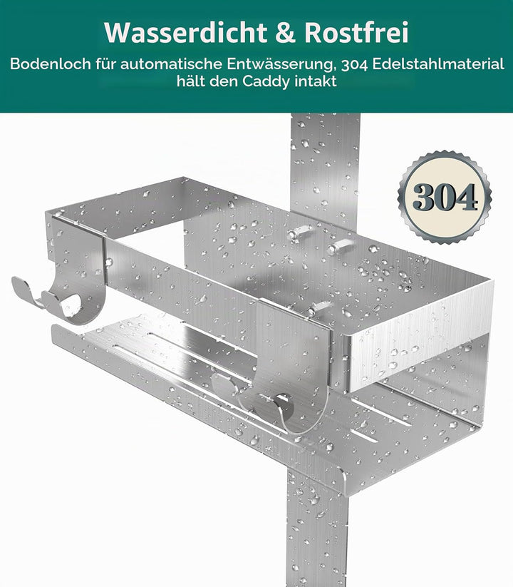 Emibele Duschablage ohne Bohren, Edelstahl Badezimmer Organizer mit 2 Körben &amp; 8 Haken, Duschregal o