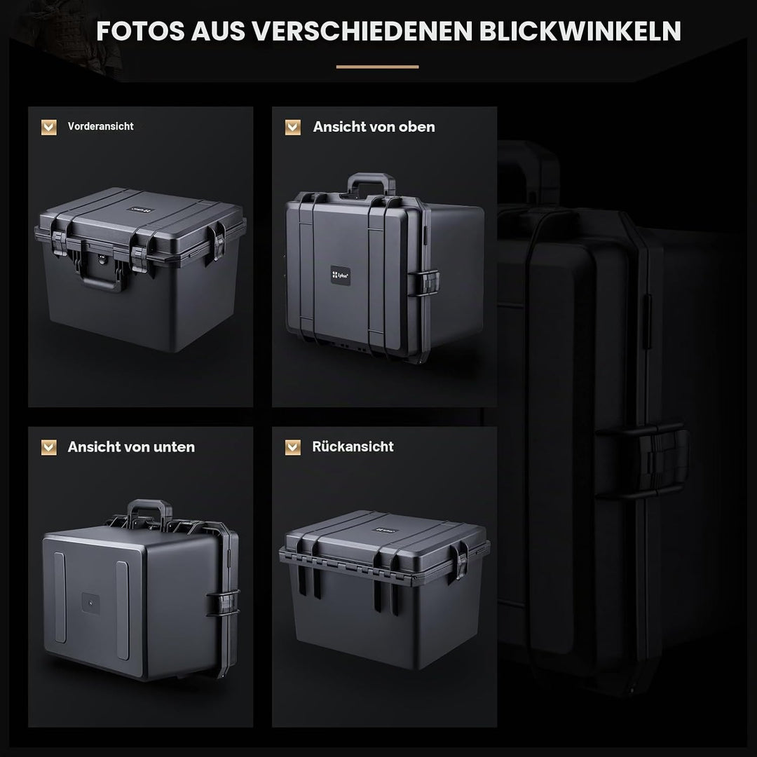 Lykus HC-5030 Wasserdicht Koffer mit anpassbar Rasterschaumstoff, Innengrösse 50x40x21 cm, Geeignet