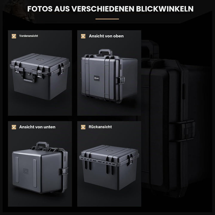 Lykus HC-5030 Wasserdicht Koffer mit anpassbar Rasterschaumstoff, Innengrösse 50x40x21 cm, Geeignet