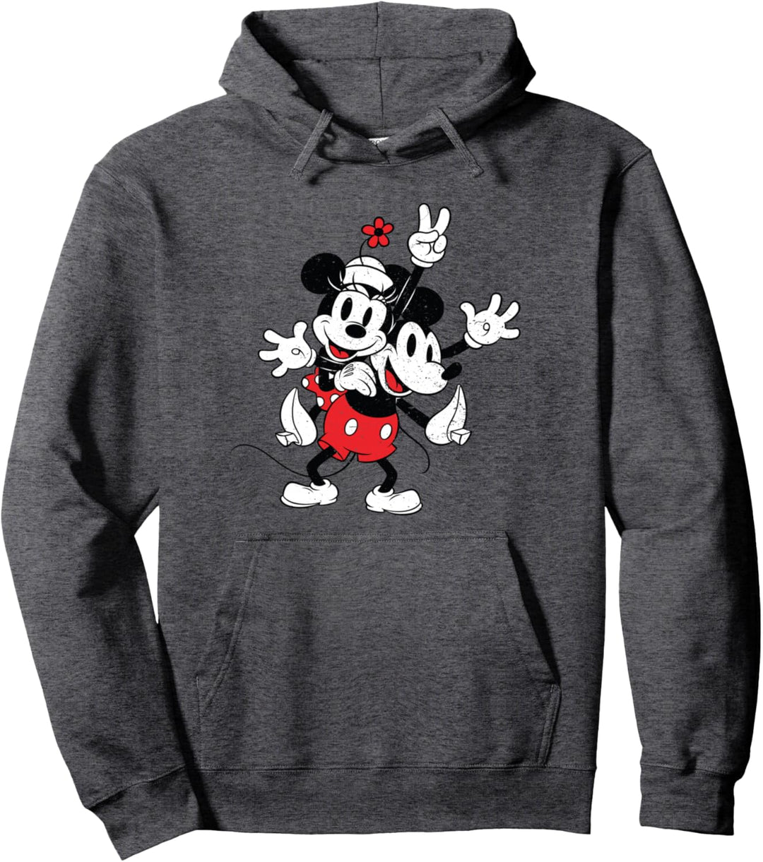 Disney Mickey Mouse and Minnie Retro Illustration Pullover Hoodie