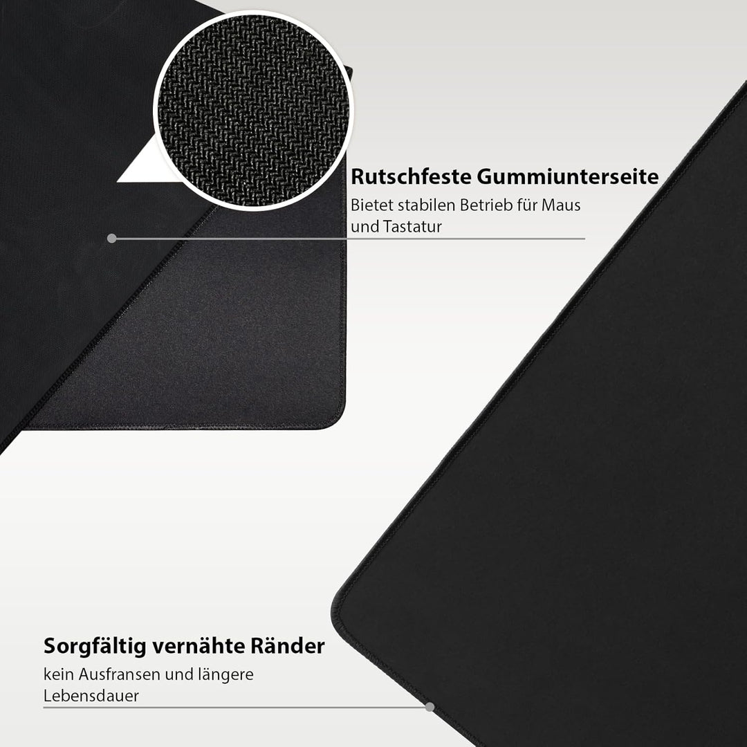 Niviy XXL Gaming Mauspad 900 x 400mm Schwarz XXL Mousepad mit Vernähte Kanten Tischunterlage Grosser