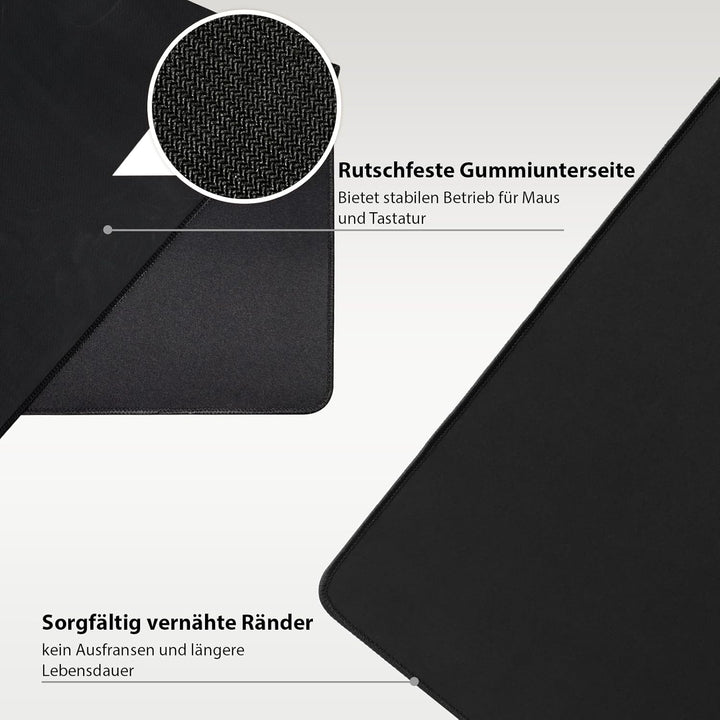 Niviy XXL Gaming Mauspad 900 x 400mm Schwarz XXL Mousepad mit Vernähte Kanten Tischunterlage Grosser