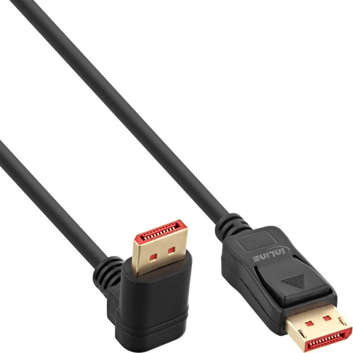InLine ® 17152U DisplayPort 1.4 Kabel, 8K4K, nach unten gewinkelt, schwarz/gold, 2m 2 m, 2 m