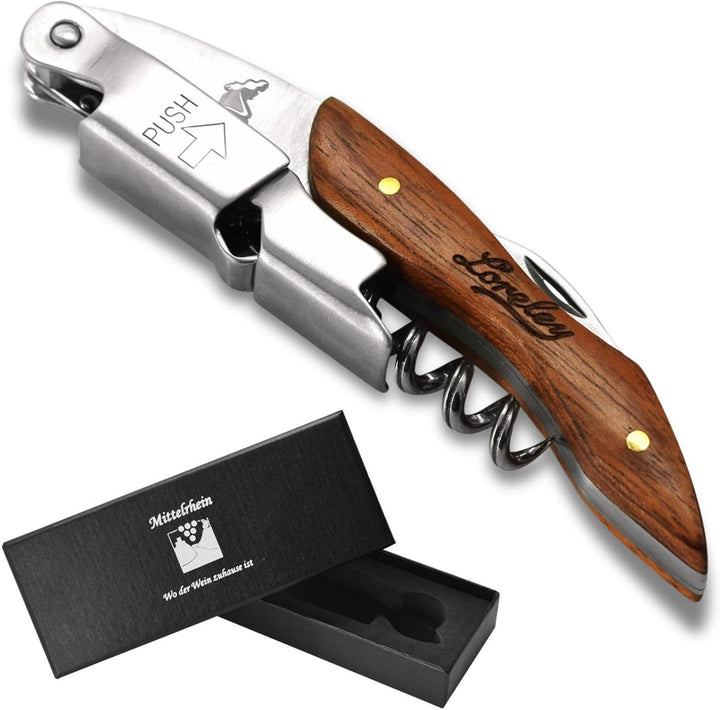 LORELEY® MITTELRHEIN Germany Premium Kellnermesser | Korkenzieher | Weinöffner | Flaschenöffner aus